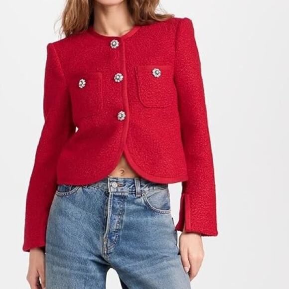 Cinq a Sept Junia Jewel Button Boucle Textured Cropped Jacket NWT - Picture 1 of 10
